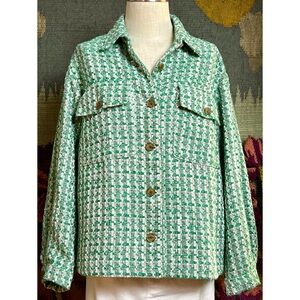 Anthropologie Tweed Shirt Jacket M